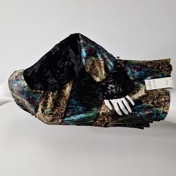 Graff by UM Co. NEW Whimsigoth Patchwork Crushed Velvet Witchy Fairy Tunic Top L - Picture 5 of 11